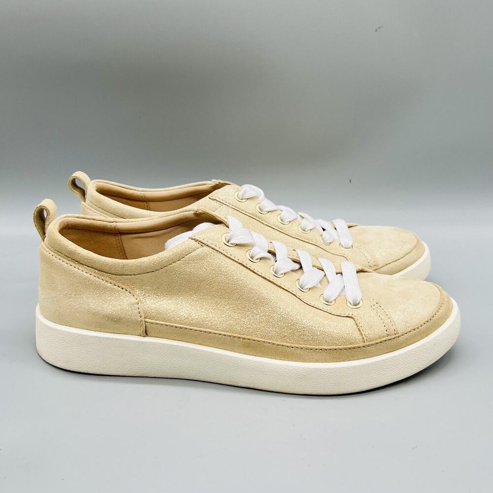 Vionic Shoes Womens 8 Gold Suede Winny Lace Up Walking Sneakers Comfort Casual